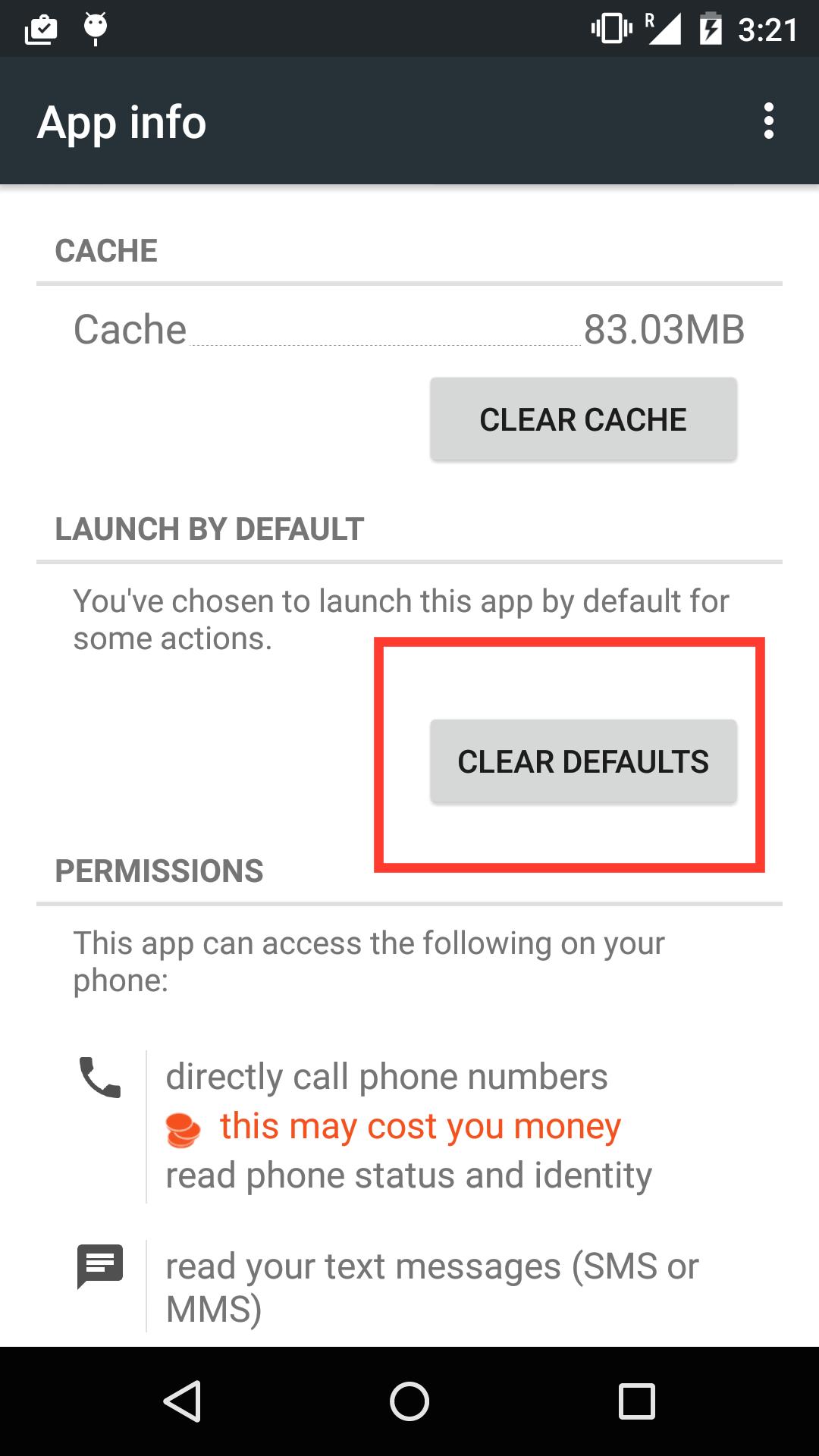 Clear Defaults