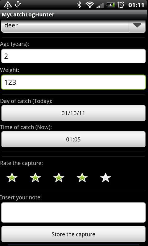 The hunter capture log