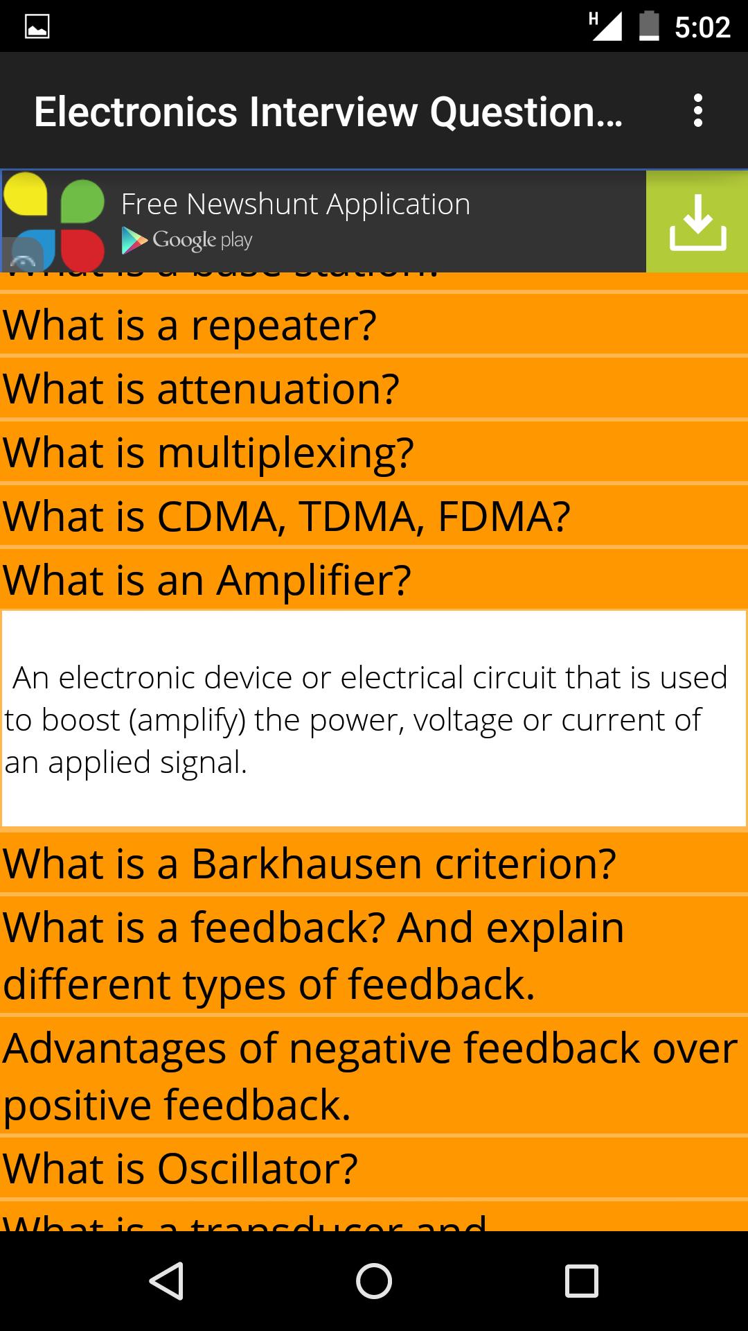 Electronics Interview Question