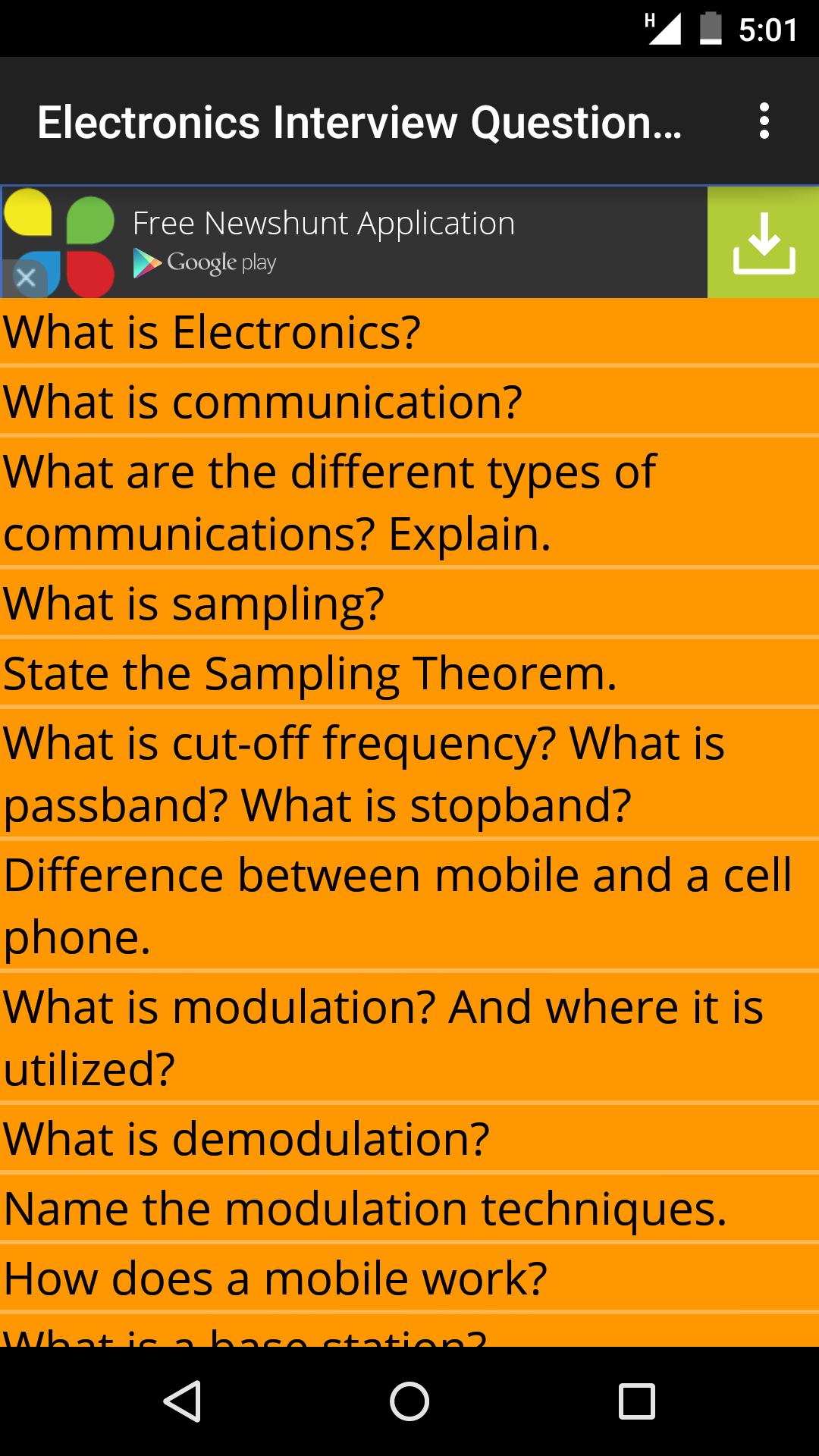 Electronics Interview Question