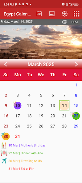 Egypt Calendar 2025