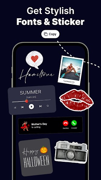 Fonts & Stickers. Add text