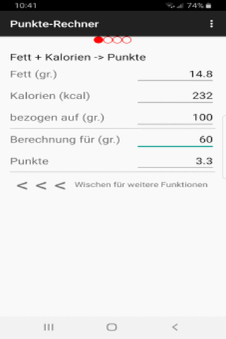 Punkte-Rechner und Rezepte