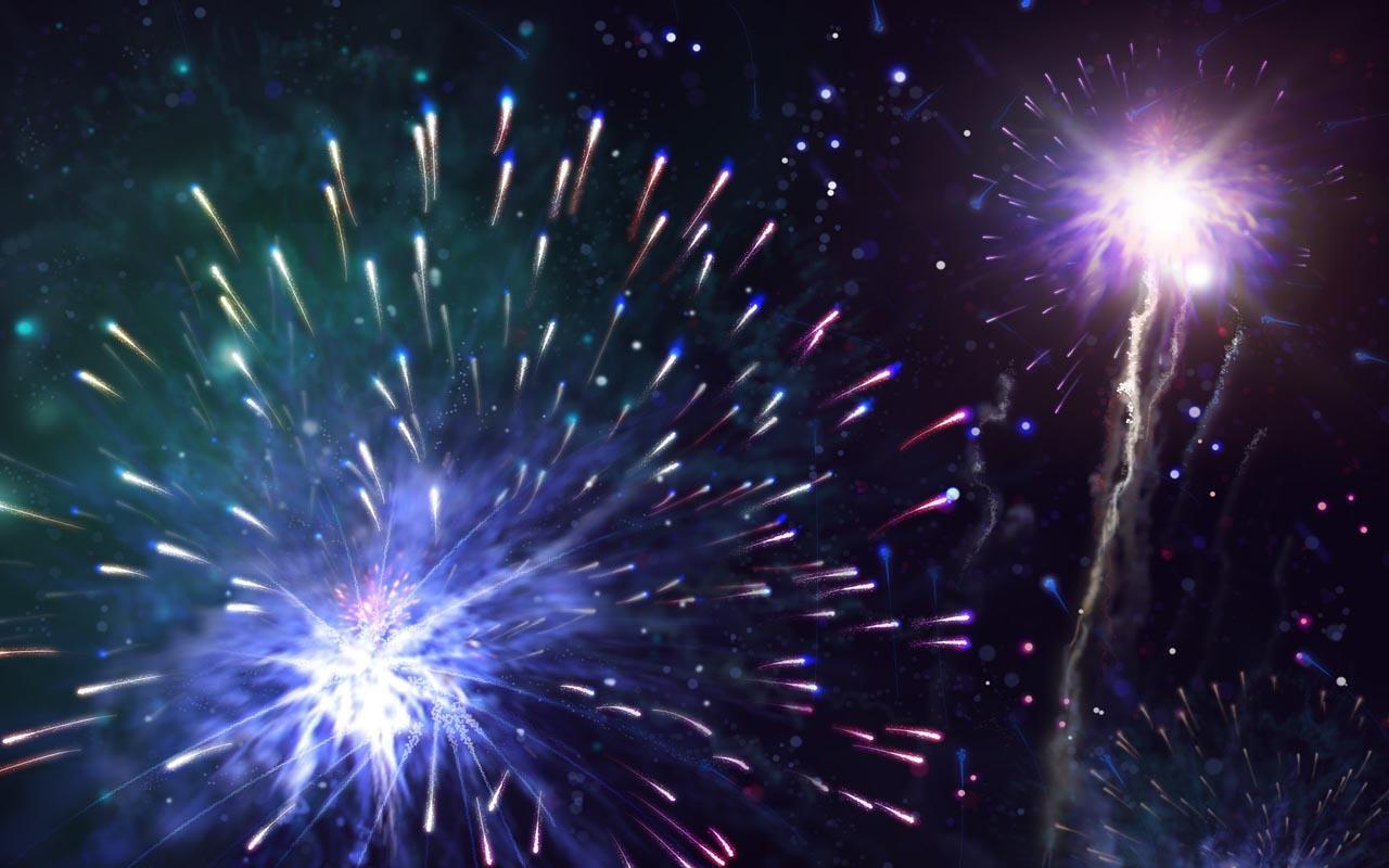 3D Fireworks Wallpaper