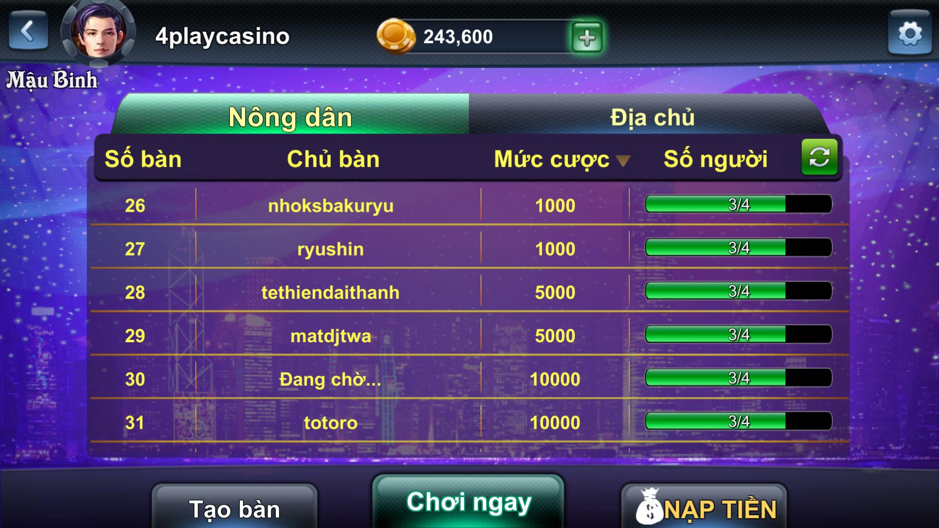 4Play - Mau Binh Online